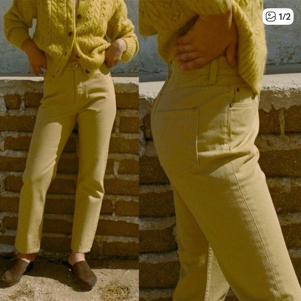 Doen Diana Straight Leg Jeans in Mustard Women's Size 24